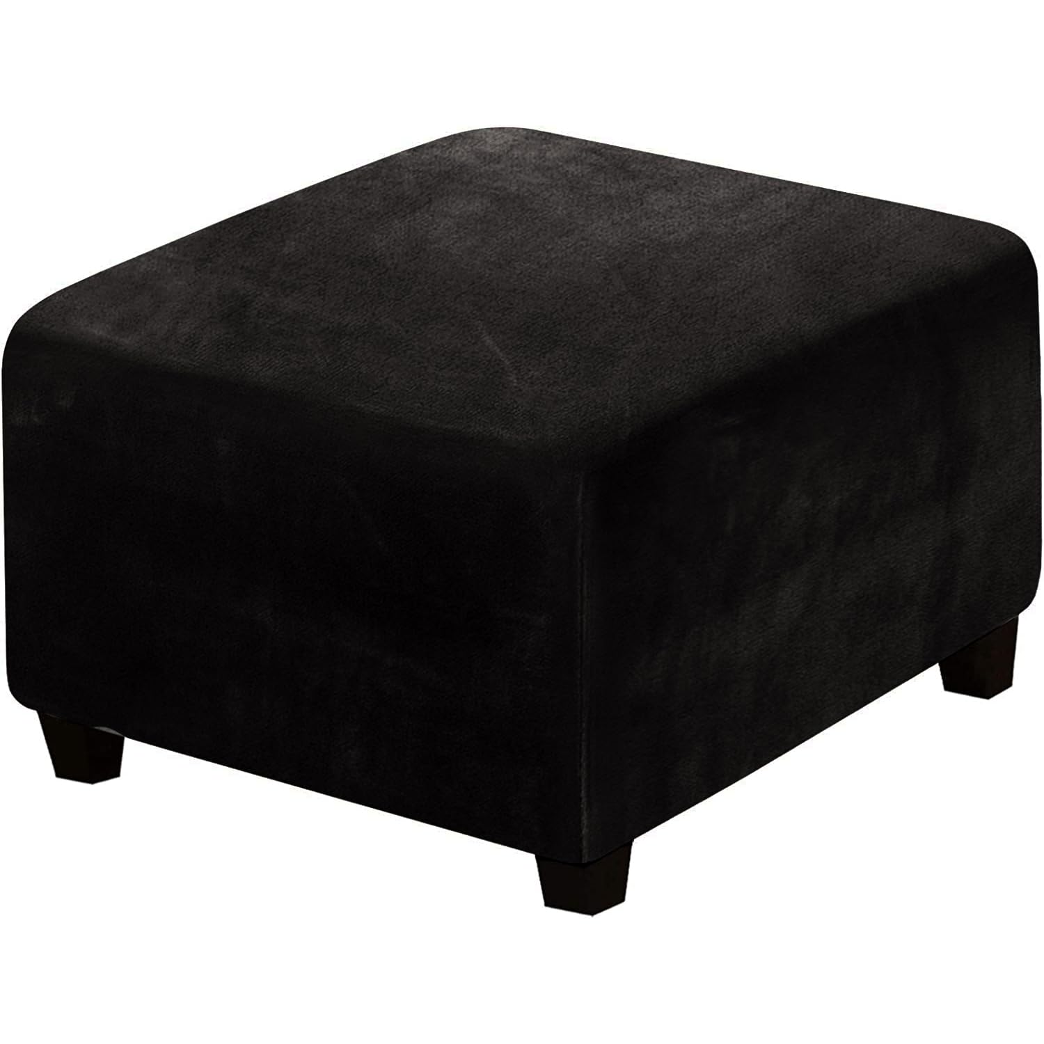 Xaolplh Black Stretch Foot Stool Cover, Washable Ottoman Cover, Ottomans Stool Covers, Stretch Slipcover Square, Removable Pouffe Cover Sofa Slipcovers Protector Cover,,Xxl