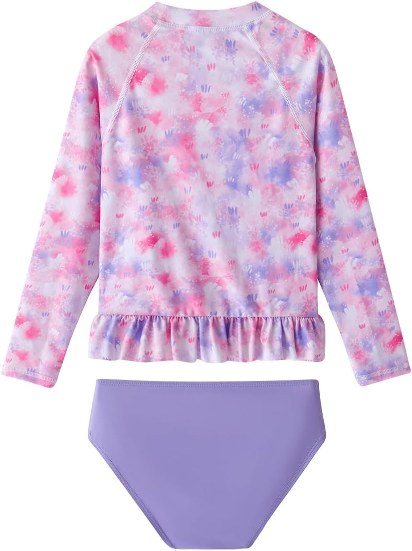 Toddler and Little Girls Rash Guard Swimsuit Set UPF 50+ Swimwear - Image 4