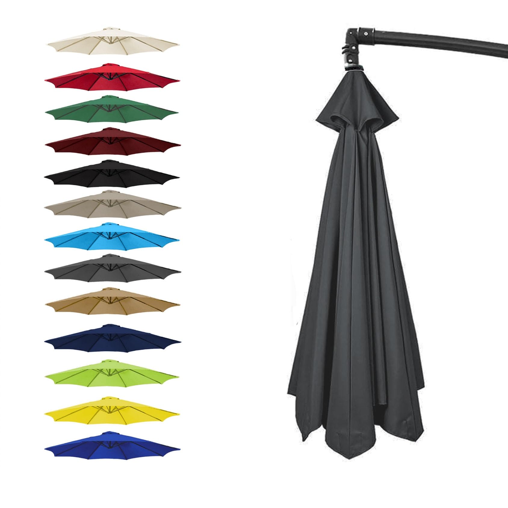 GZDXBF Garden Umbrella Replacement Cover, 6/8 Arm Replacement Parasol Fabric Cover, Replacement Parasol Canopy For 200cm/270cm/300cm Umbrella(Color:Gray,Size:8 ribs: 3m/9.8ft) — image 1
