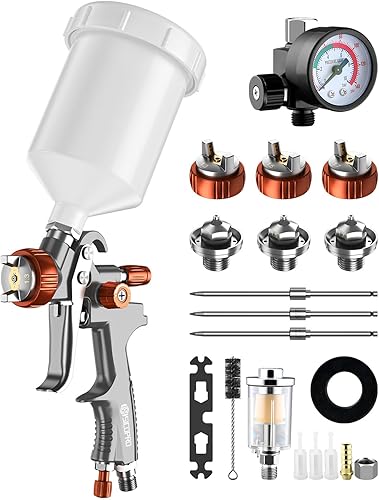 Pistola Pulverizadora de Pintura SICOPRO LVLP, Pulverizador de Pintura para Casa Pistolas de Pintura Automotriz Kit Premium, Boquillas de Alta