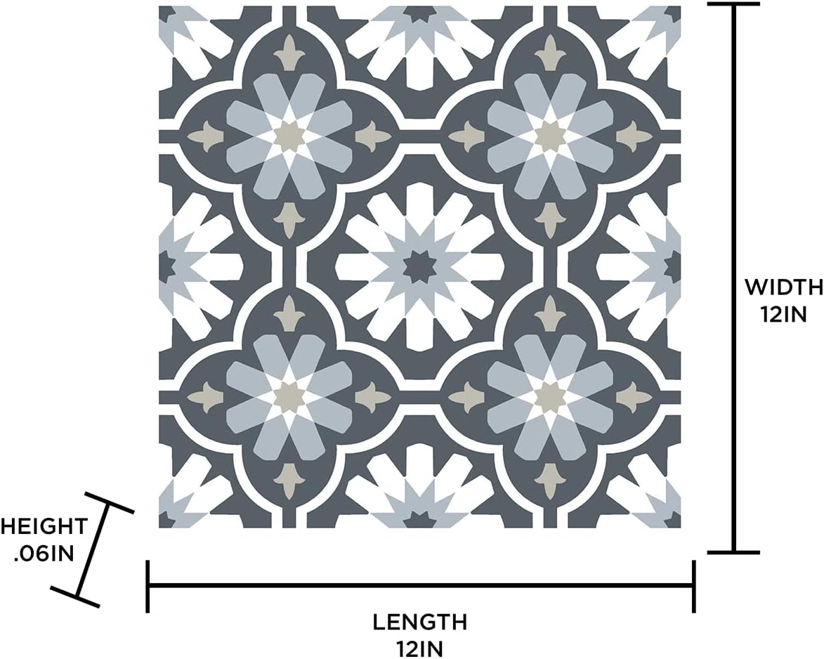 FloorPops FP2944 Sevilla Peel & Stick Floor Tiles, Multicolor (Pack of 6)