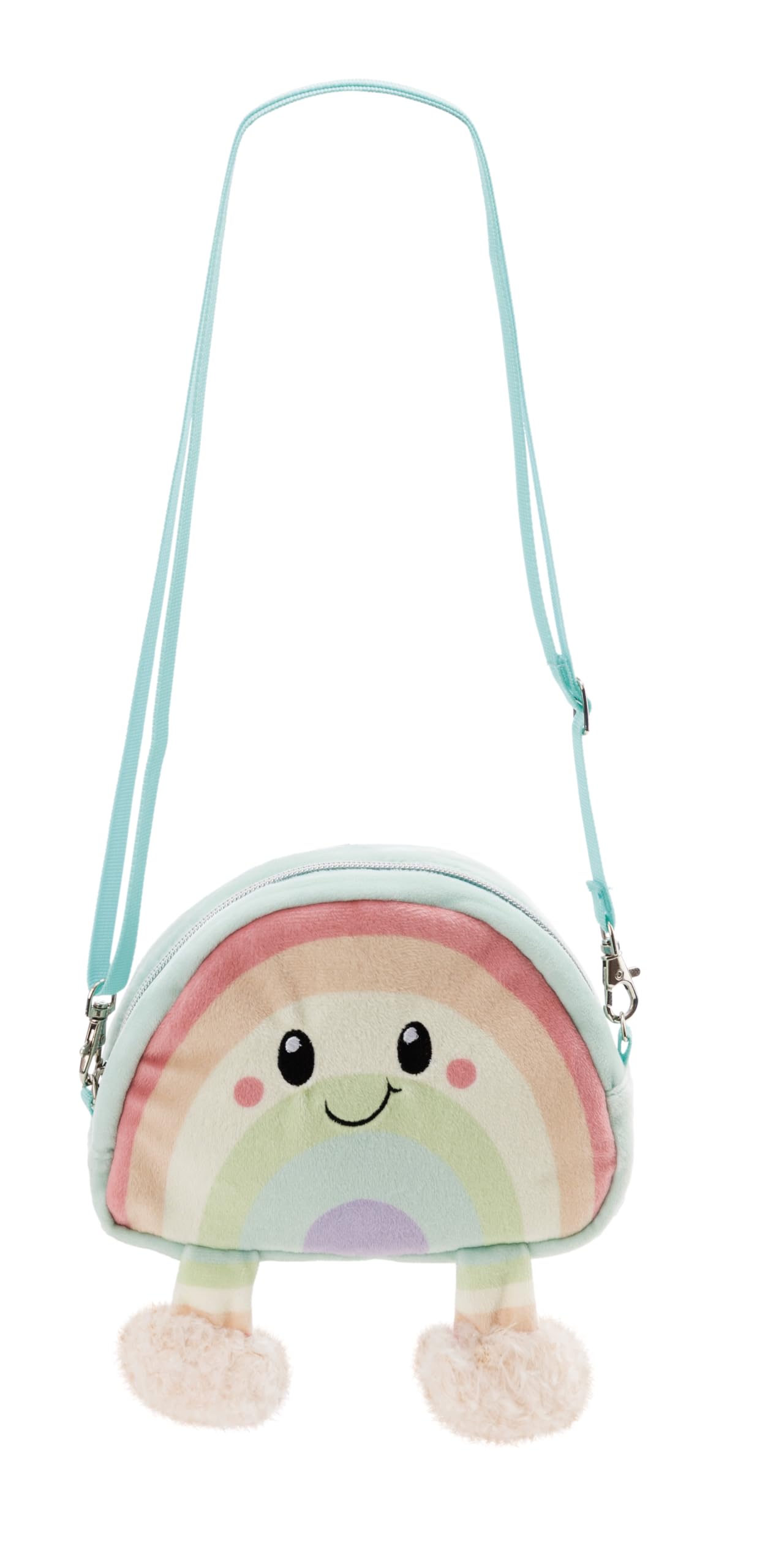 Estuche Bandolera Arcoíris Nibsi 2 en 1, 17,5 x 14 x 5 cm, Multicolor, Suave bolsita de Peluche para niñas y Mujeres, Estuche para cosméticos o Utensilios para Escuela y Oficina, 62327