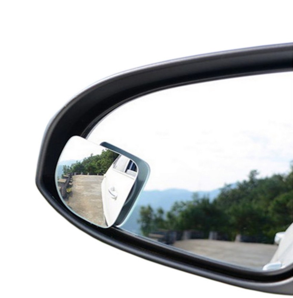 Moyishi 2" 360° Rotate + Sway Adjustabe Fan Shaped Blind Spot Mirrors, Ampper Universal Fit Convex (LOW Curvature) Frameless HD Glass Stick On Lens (2