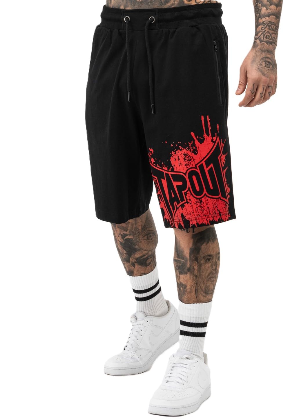 Tapout Men's Shorts Regular Fit Blashed Black/Red, XL, 940021