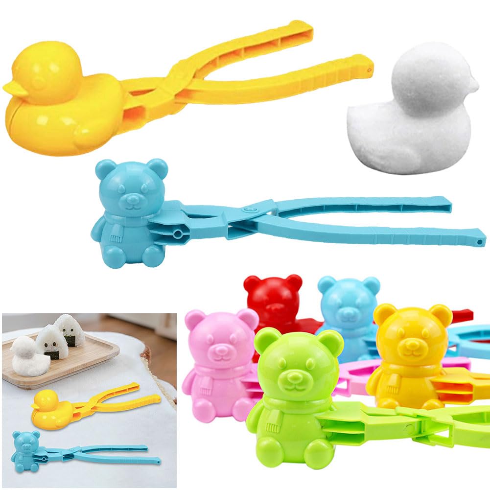Moule à Riz Canard DIY Machine à Boules de Neige Accessoires Bento avec Poignée Neige d'hiver Forme de Riz Animal Mignon pour Enfants et Adultes (Couleur aléatoire)