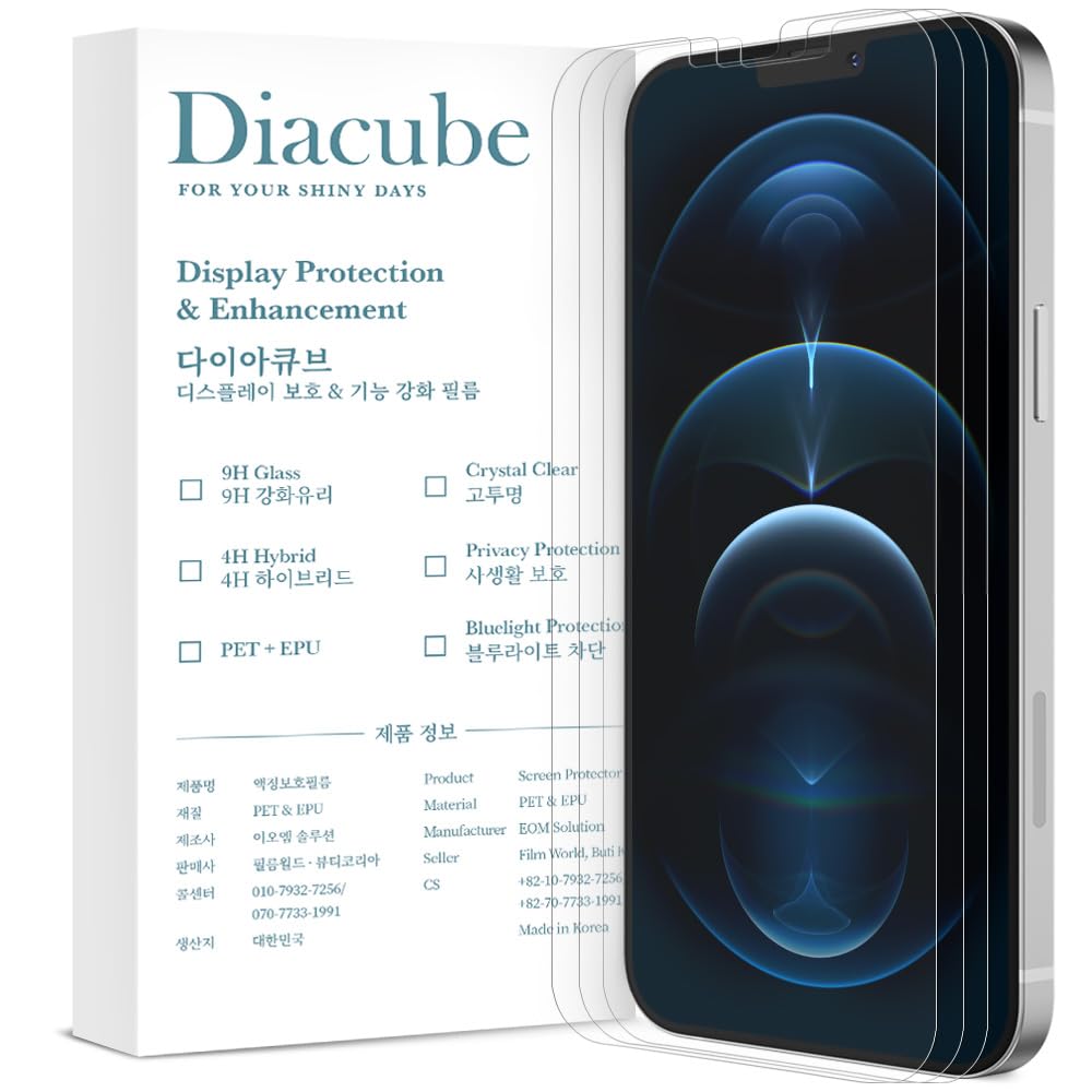 Diacube 3-Pack Anti Glare Matte Screen Protector for iPhone 12/12 Pro, Break-Resistant PET EPU Film, Anti Fingerprint, Silky Touch, Dust Free & Easy
