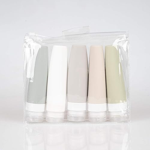 Juego de botellas de viaje de silicona portátiles con certificación TSA, tubos de silicona exprimibles a prueba de fugas, recipientes de artículos