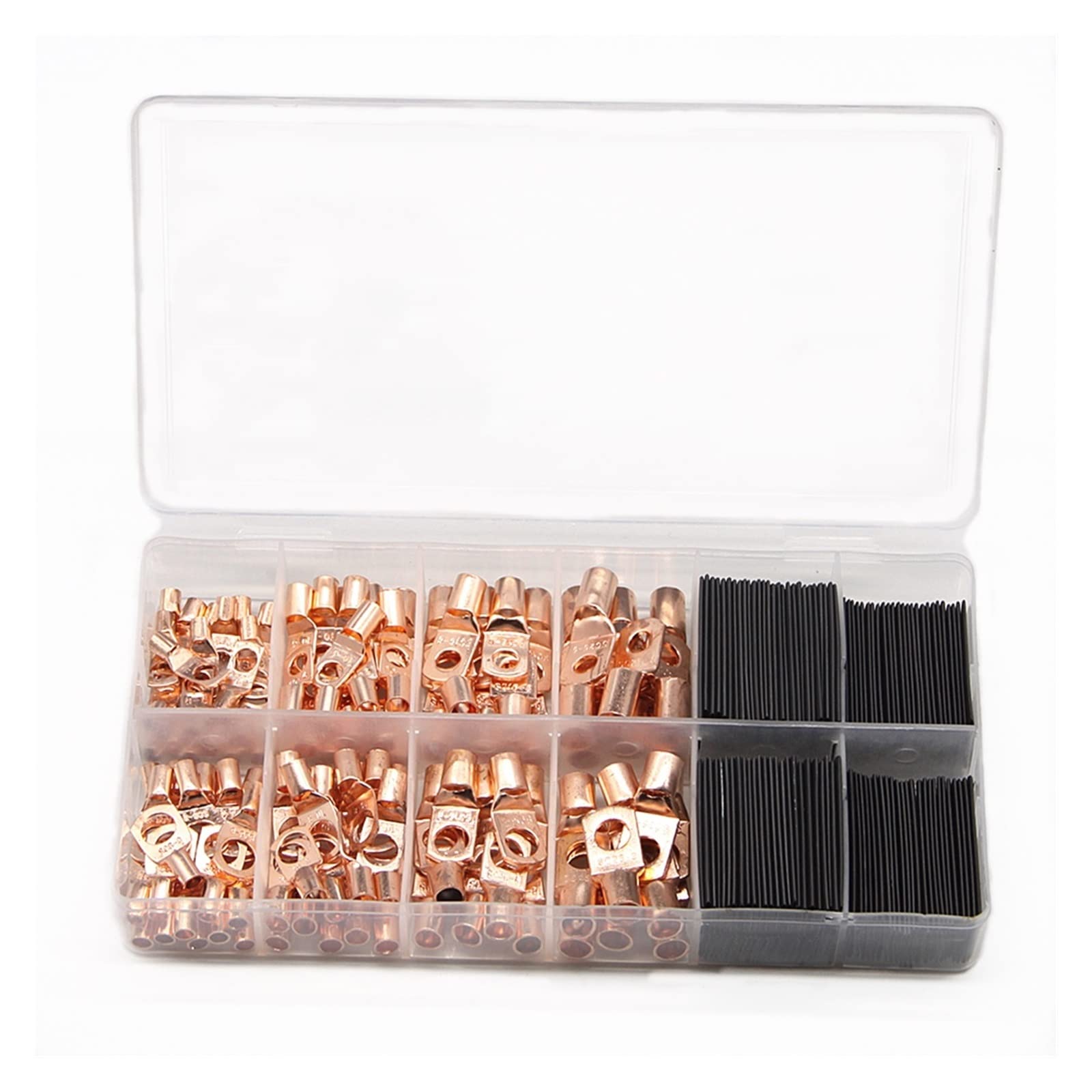 Kabelanschluss, Kupfer-Ringkabelschuh-Crimpverbinder, mehrfarbiges Kit, 60/140/240/260 Stück(Golden 260PCS)