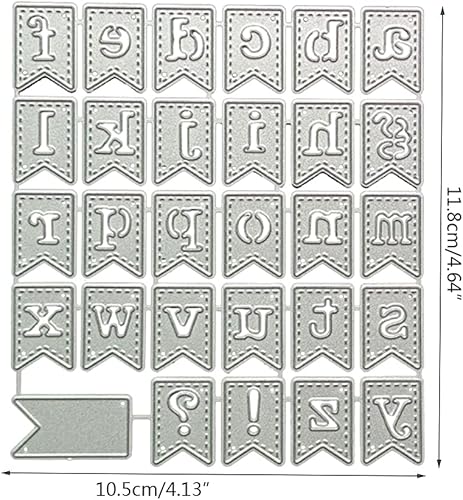Miniatura 3 de Plantilla de bandera de alfabeto, troqueles de corte de acero al carbono, álbum de recortes, álbum de fotos, grabado, tarjetas de papel, plantillas,