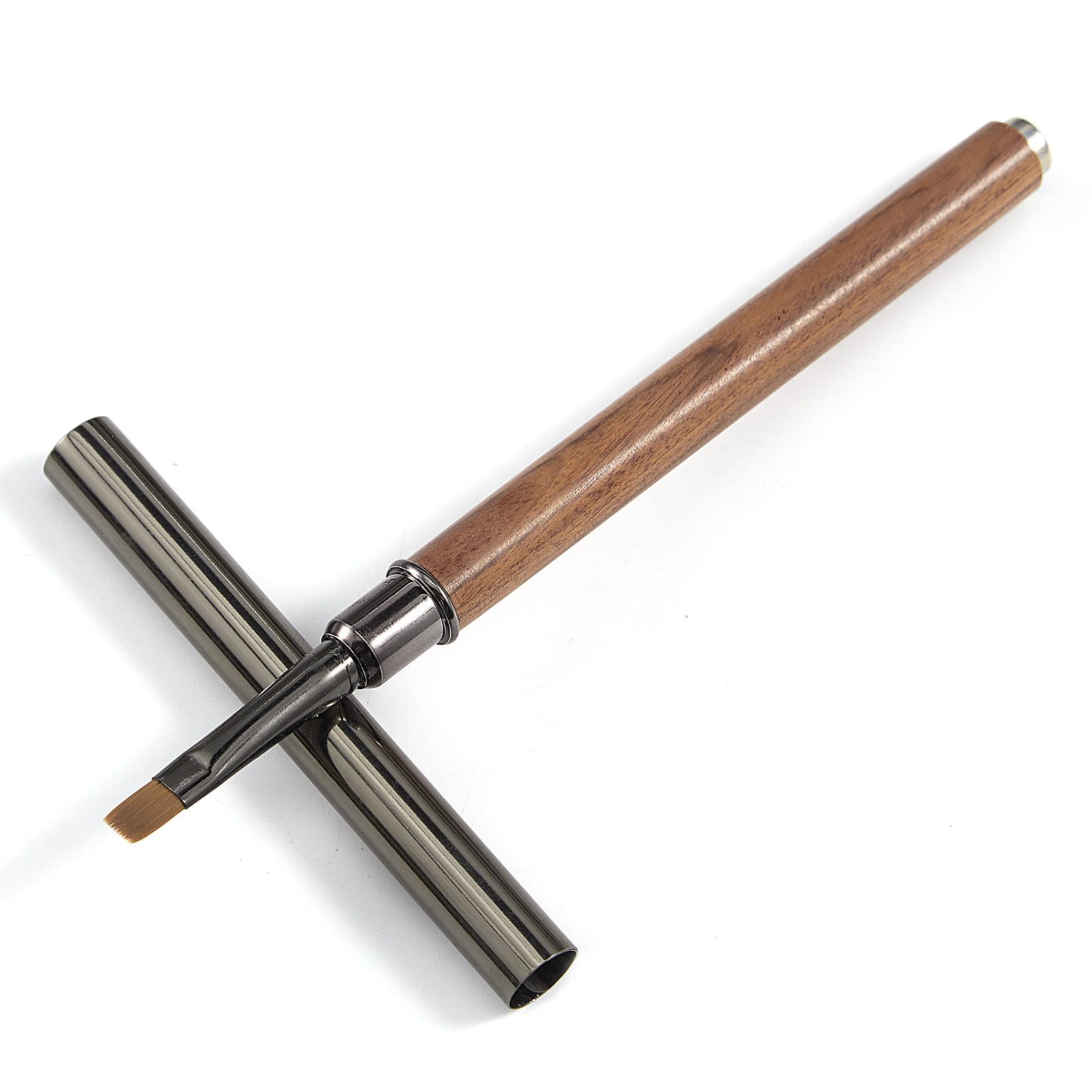 SILPECWEE Acrylic Nail Brush with Cat Eye Magnet, Flat Gel Nail Polish Brushes Cat Eye Nail Magnet Double Head Nail Design Tool Pen Cat Eye Gel Nail