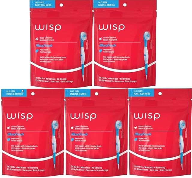 Colgate Max Fresh Wisp Disposable Mini Toothbrush Peppermint - 24 Count 5-Pack