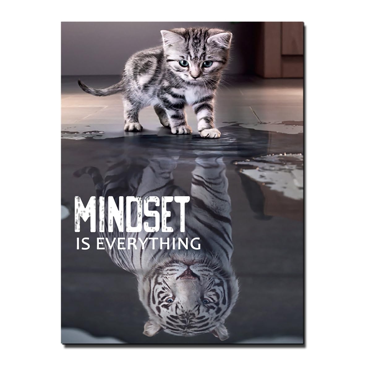 Vbojhre Tiger Success Mindset Is Everything Wall Art Tiger Office Room Wall Art Success Quotes Framed Canvas Print (12X16inch, )
