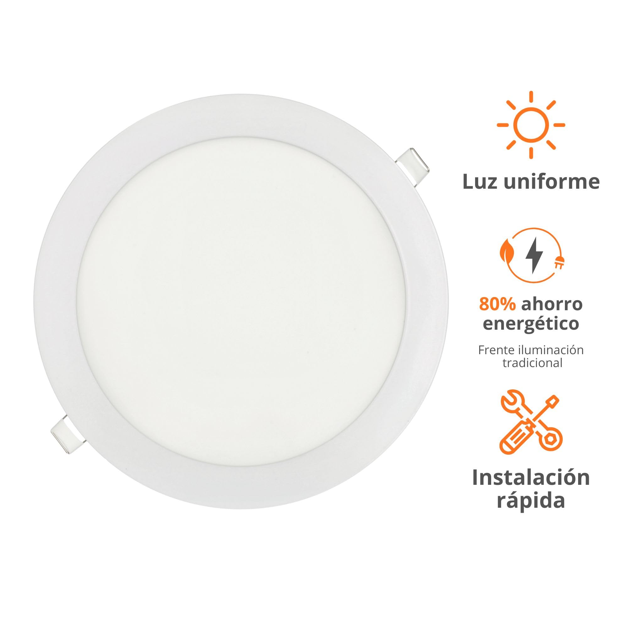Jandei – Pack x 5 Downlights LED Empotrable Redondo, 18W, 1500 Lúmenes, Extraplano 13 mm, Orificio de Montaje Ø200-205 mm, con Transformadores Incluidos (Blanco Frío 6000k)
