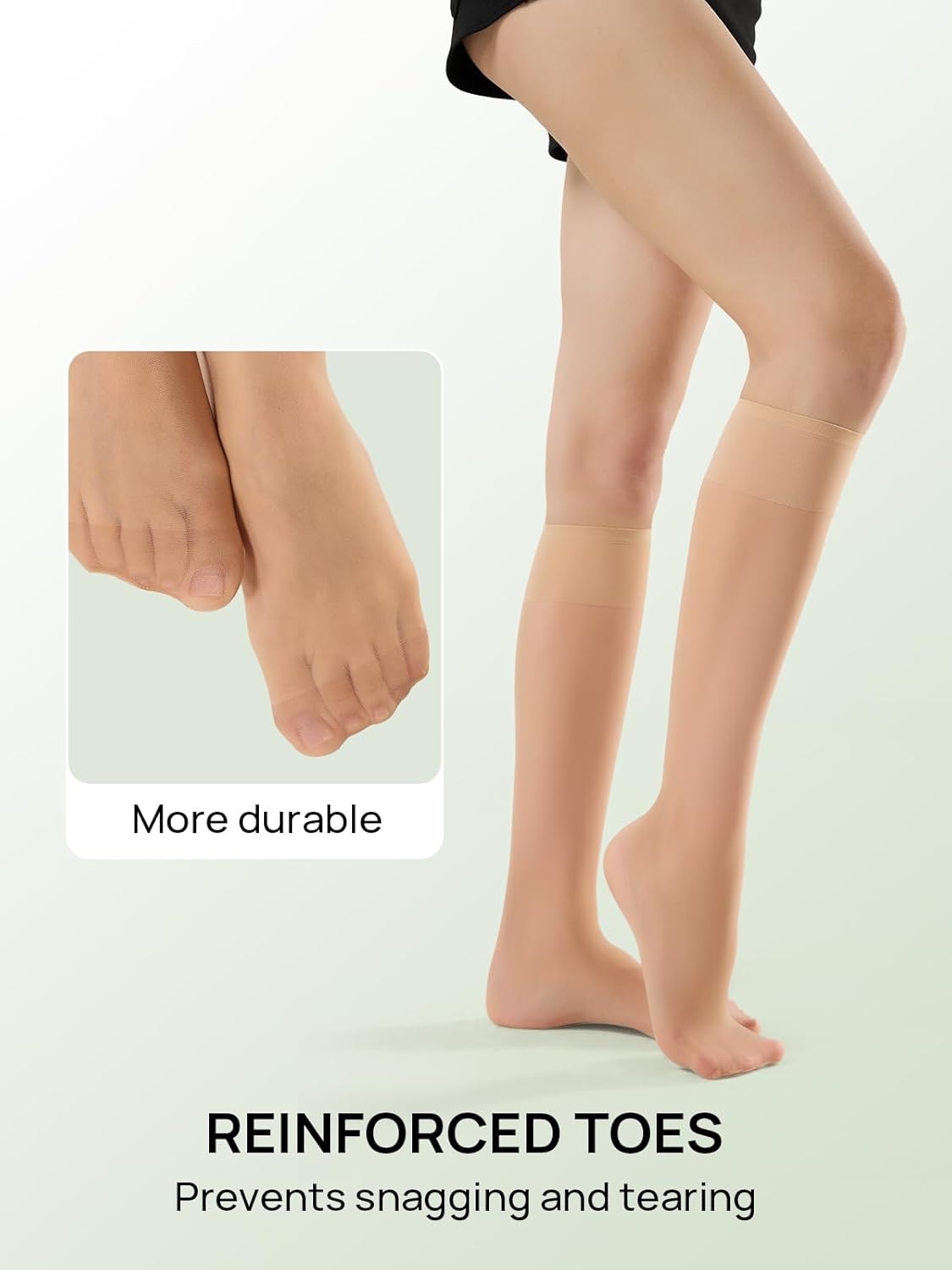 MANZI 3 Pairs Sheer Knee High Stockings for Women 15 Denier Ladies Nylon Knee Highs Trouser Socks - Image 5