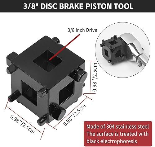 Miniatura 2 de Herramienta de pistón de freno de disco de 3/8 pulgadas, con 2 ganchos de pinza de freno, pinza de freno manual, herramienta de cubo trasero para