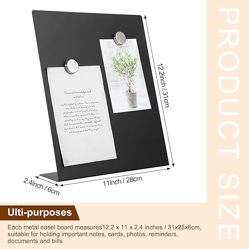 Miniatura 2 de Fainne Pizarra magnética de 12.2 x 11 pulgadas con soporte magnético de metal para anuncios de borrado en seco, tablero de notas pequeño para