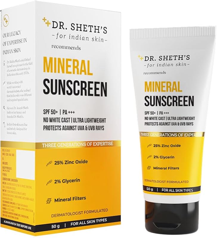 Protetor solar facial mineral Dr. Sheth's SPF 50 PA+++ com óxido de zinco 25%, 50 g
