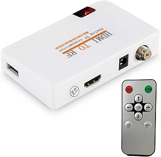 HDMI RF Modulator Coax Converter VHF Demodulator HD Digital Video Input Adapter for Roku Fire Stick VCR DVD Laptop PC PS4 PS5 Xbox Set-top Cable Box to F Type Female Antenna ANT Output Coaxial NTSC TV