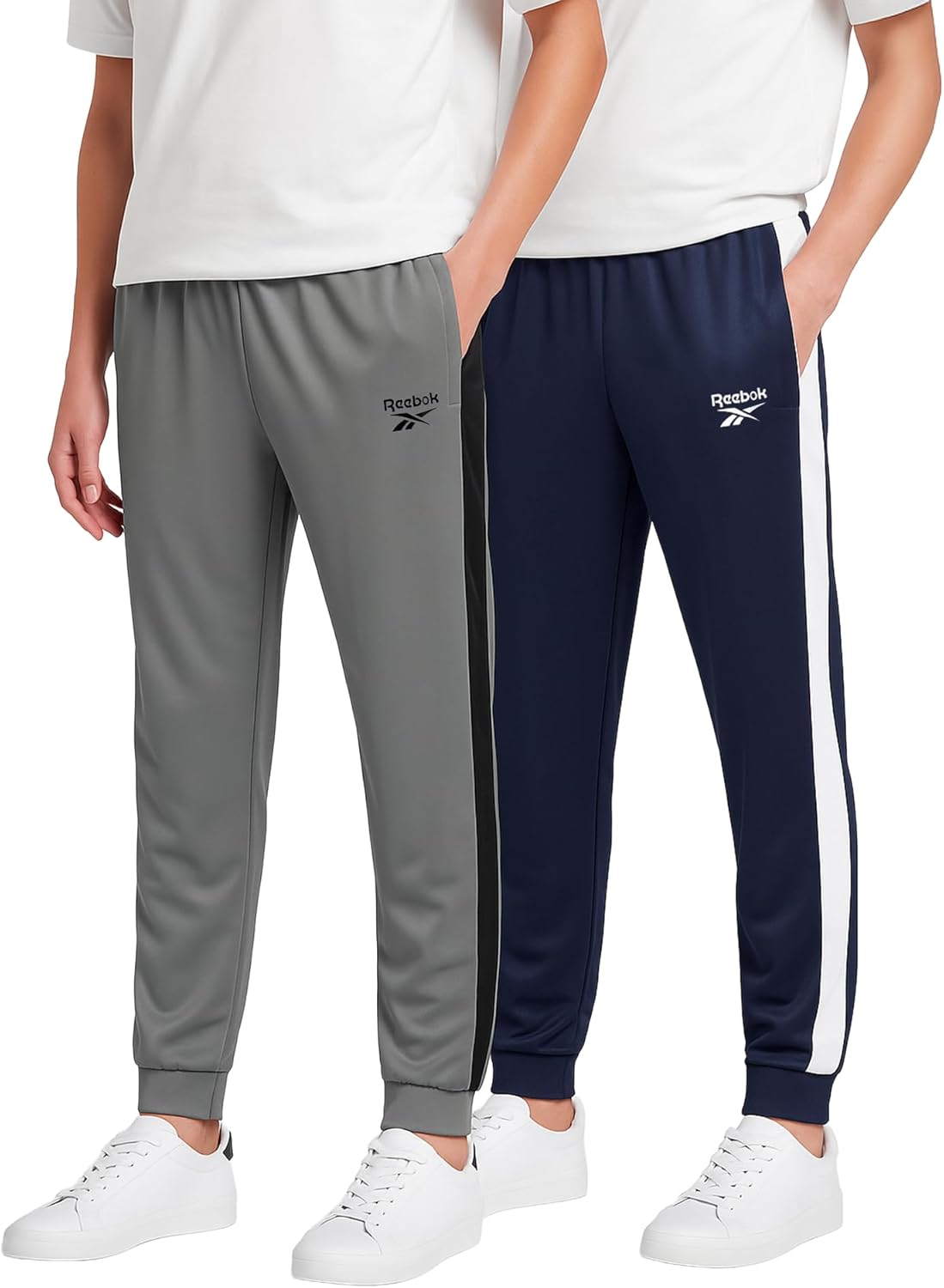 Reebok Boys Sweatpants - 2 Pack Performance Tricot Boys Joggers Athletic Pants with Elastic Waistband (Sizes Run Small)