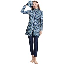 Muslim Lady Cover Up Modest Burkinis Three Pieces Printing Swimwear Suits