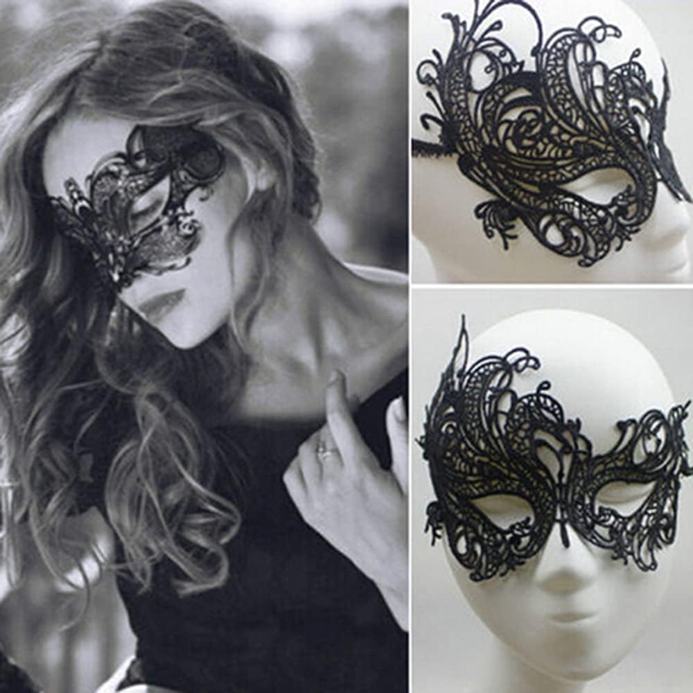4 Sets Black Lace Eye Mask for Women Lady Masquerade Halloween Christmas Thememed Party Cosplay Decoration Accessories Supplies