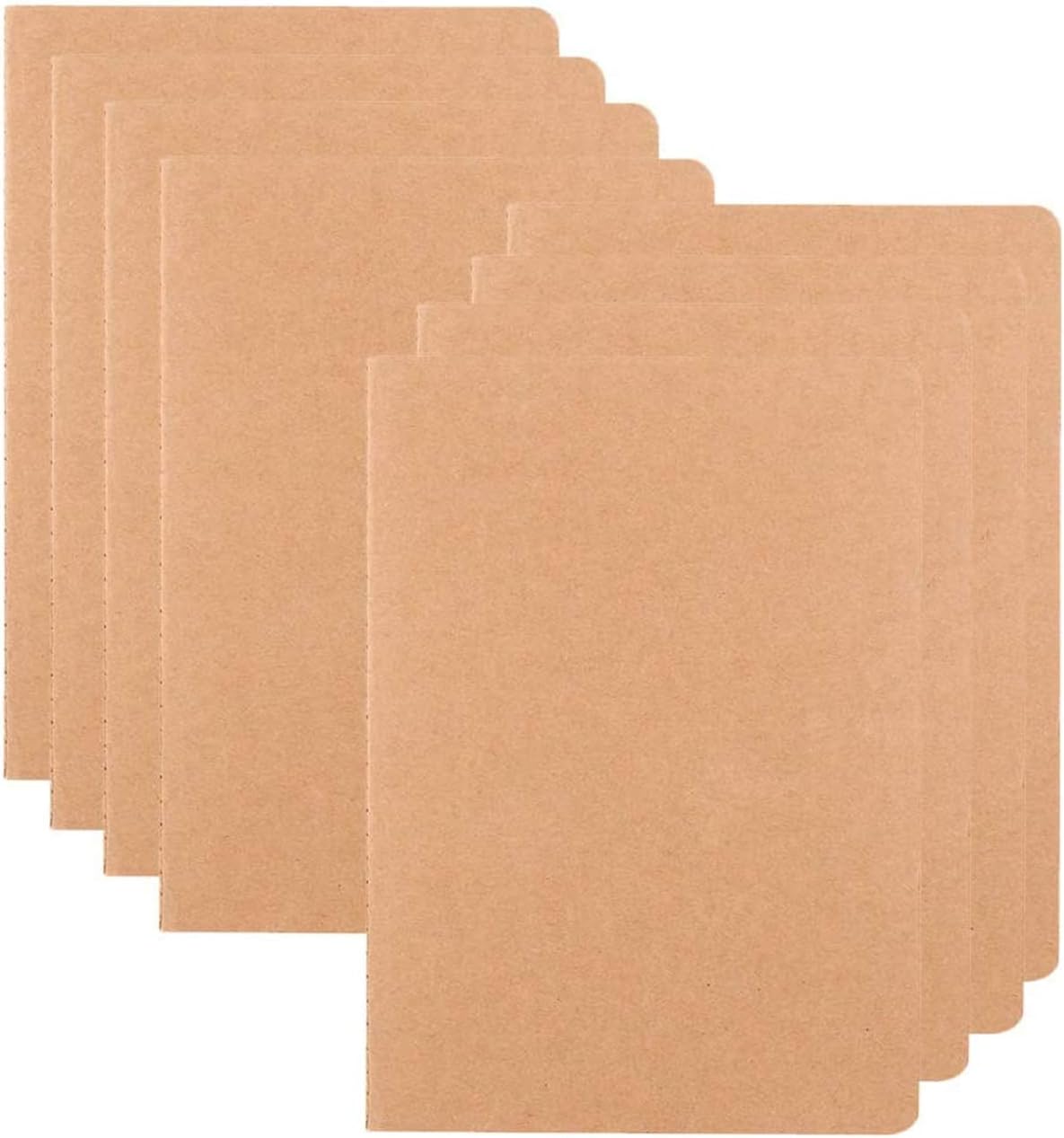 Lakobos 8 Pack Lined Notebook Kraft Brown Cover Journal Notebooks for Travelers, A5 Size, 80 Lined Pages/ 30 Sheets (Brown Cover) (Lines)