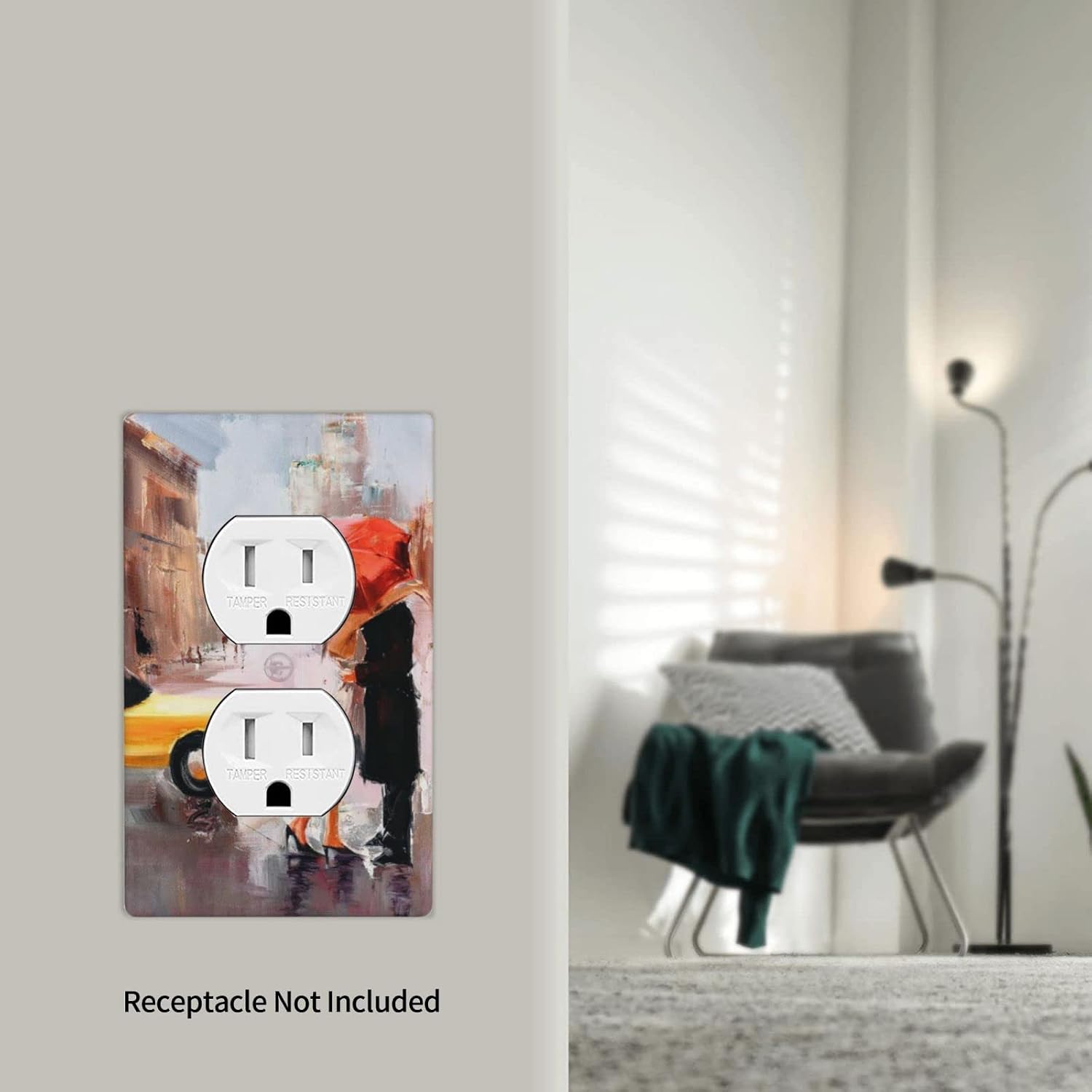 Couple Kissing In The Rain Light Switch Cover Outlet Wall Plates For Home Office Decorative Switch Plate Cover Abstract Oil Painting