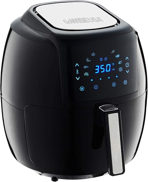 GoWISE USA Friteuse à air électrique XL de 5.8 Quarts 8-en-1 + 50 recettes pour votre livre de friteuse à air (Noir)