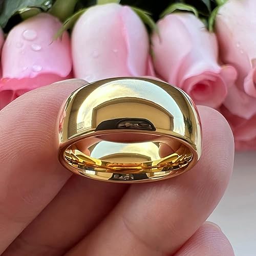 Miniatura 4 de TUTISS 3mm 4mm 5mm 6mm 7mm 8mm 10mm Gold Tungsten Rings for Men Women Engagement Wedding Bands Domed Polished Comfort Fit