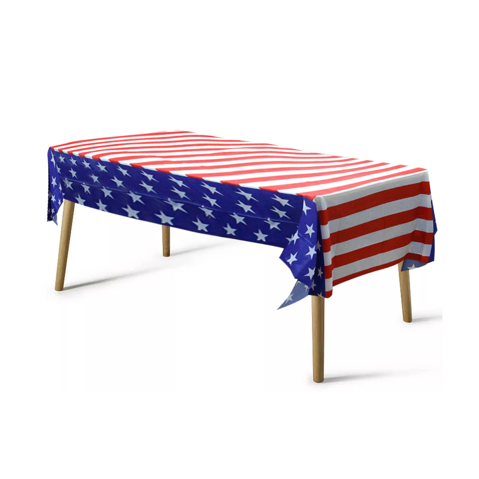 Esmorah 4. Juli Tischdecke Rot-weiß-blau – 152 X 305 Cm, Wasserabweisend, Waschbar, Für Patriotische Feiern