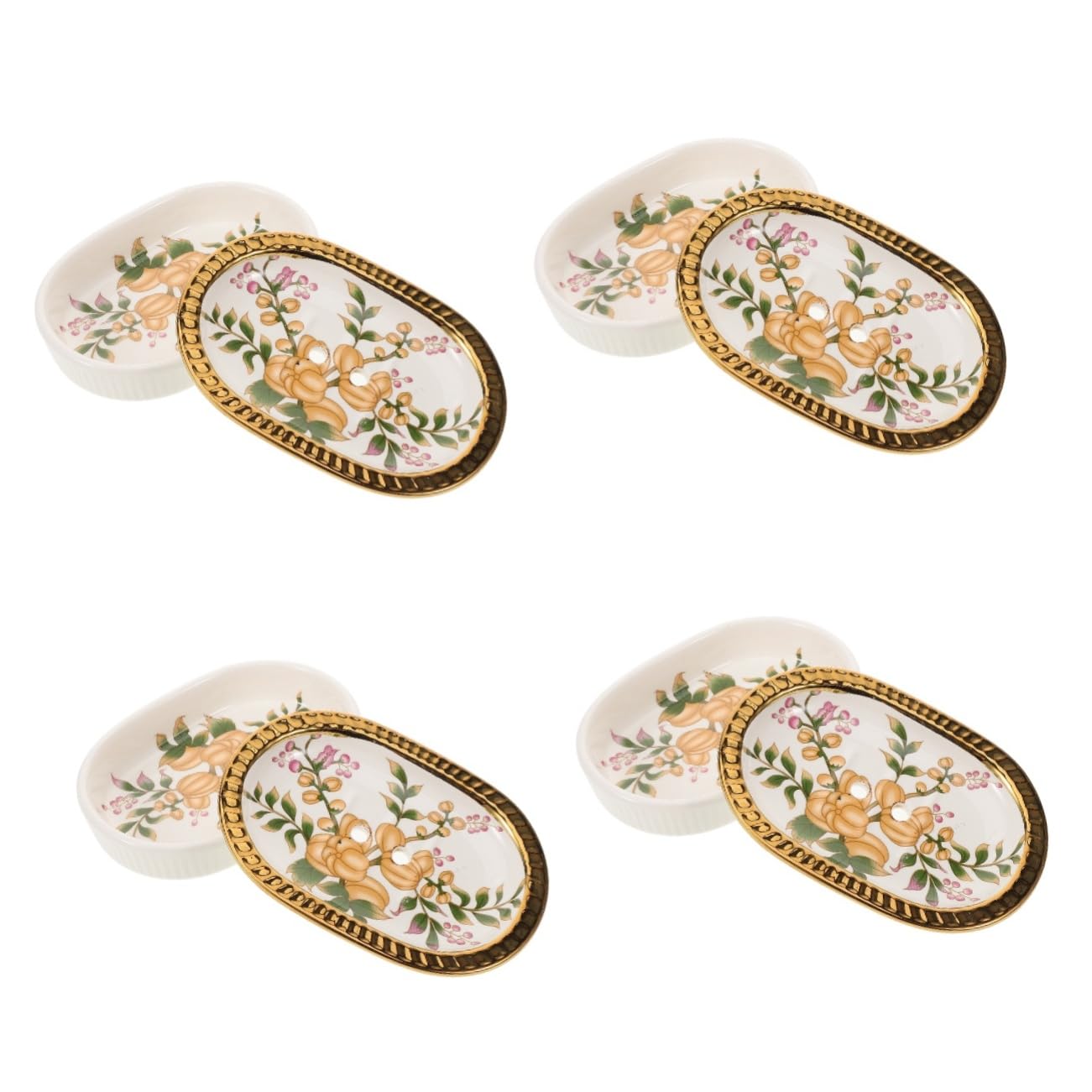 minkissy 4stücke Elegante Seifenschale Aus Keramik Doppelstöckige Seifenablage Mit Abfluss Luxuriöses Design Für Badezimmer Und Küche Stabil Und Langlebig Dekorative Seifenhalter Für