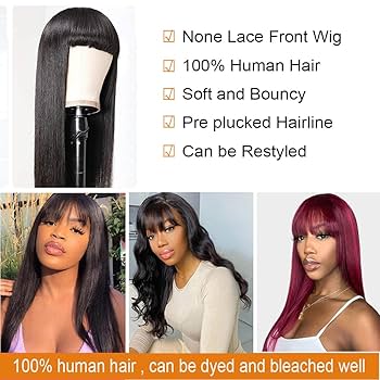 Amazon.com : Tuneful 18 Inch Straight Human Hair Wigs with