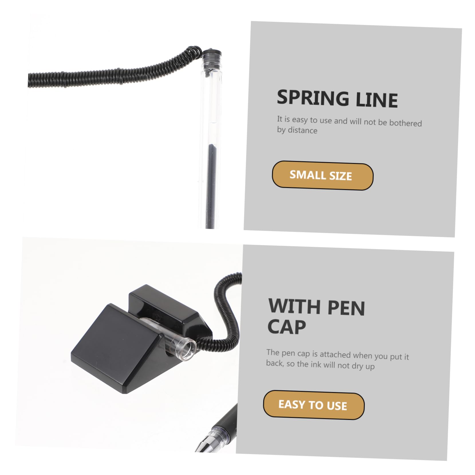 Lot de 2 Stylos de Sécurité à Base Adhésive Stylos Gel Noirs pour Bureau 5 Pièces