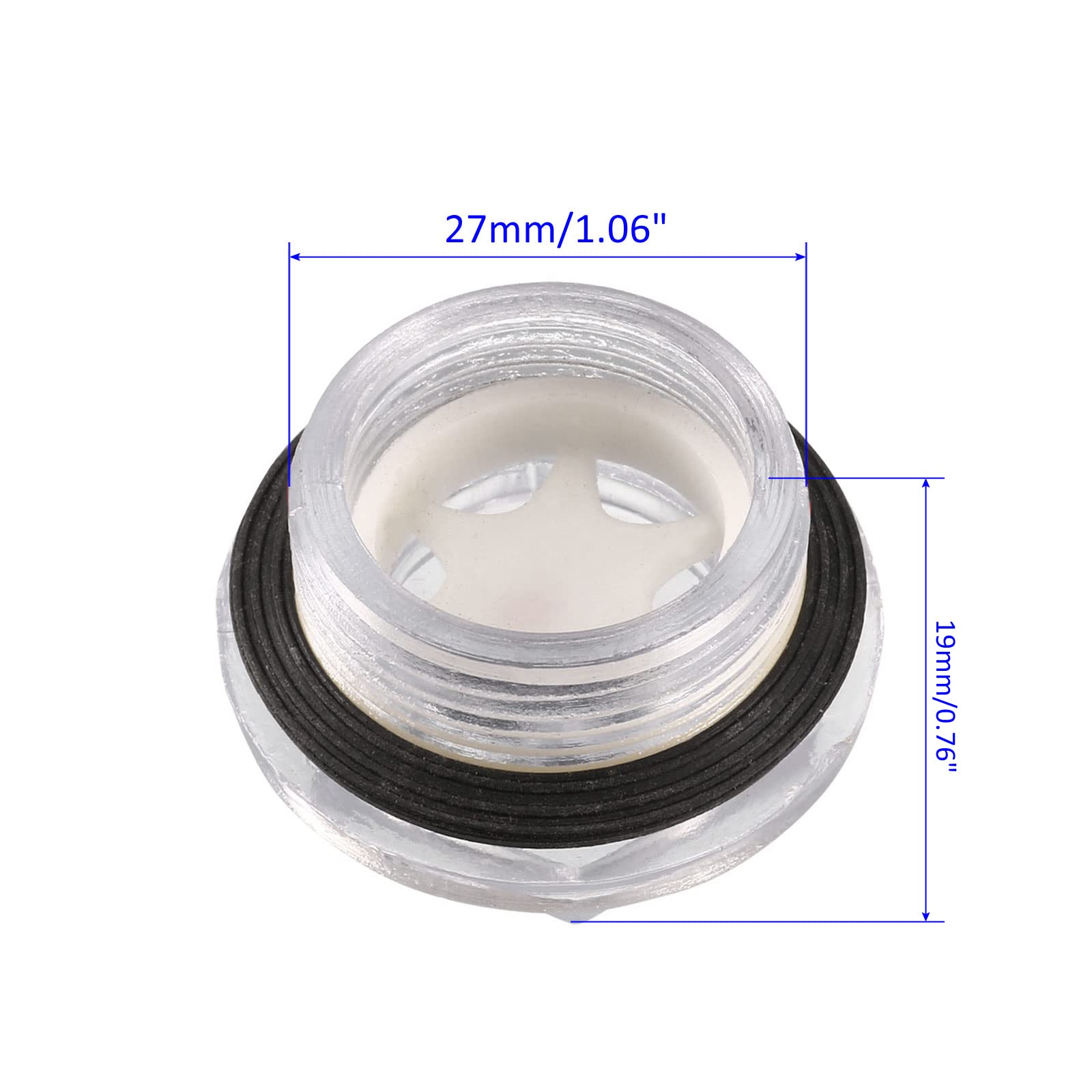M METERXITY Plastica Olio Livello Vista Vetro con cerchio Tenuta - Aria Compressore Raccordi Controllo Pompa Olio Livello Applicazione Serbatoio (27mm Dia Chiaro Nero Bianco)