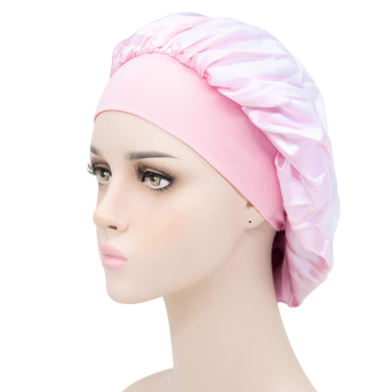 matumou Sleep Hat Wide Headband Elastic Satin Stretchy Hair Bonnet Hat for Woman Hair Care Hat