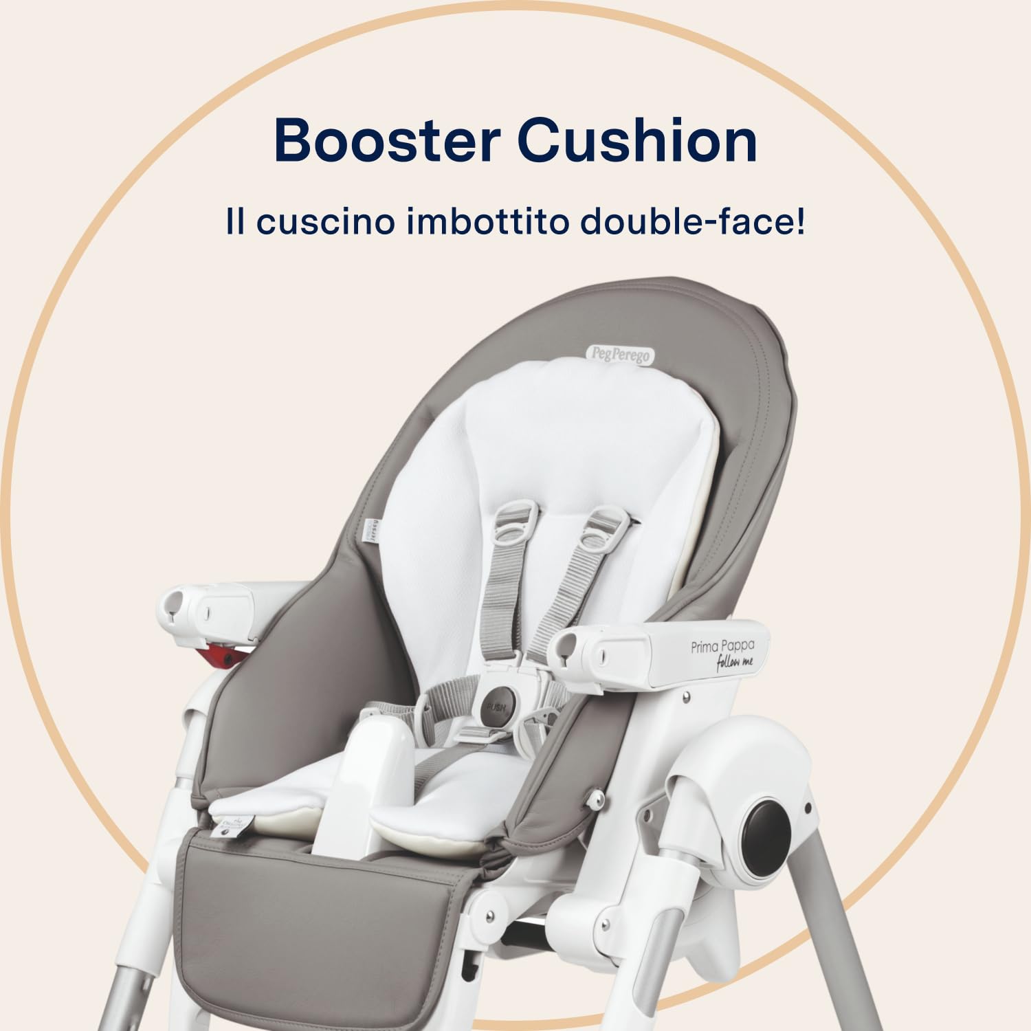PEG Booster Cushion - Cuscino Imbottito Double Face - Compatibile con i Seggioloni e Passeggini di Peg