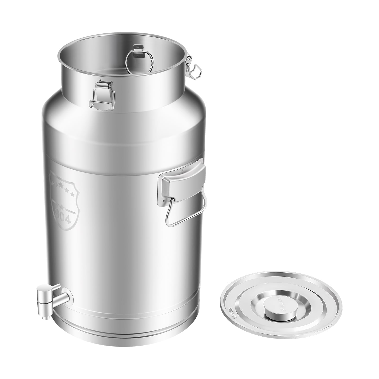 AYCDL Pail Milk Can Bucket,35 Liter 304 Stainless Steel Bucket with 2 Handles, 9.24 Gallon Tote Jug Sealed Lid, Heavy Duty for Liquid Storage