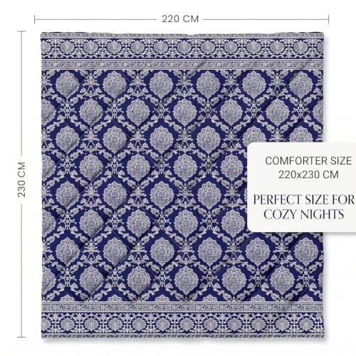Image of BSB HOME 220 GSM Microfiber Comforter for Double Bed, Ultra Soft Quilted AC Comforter, Lightweight All Season Blanket, Breathable, Durable & Skin Friendly, 86 x 90 Inches (220 x 230 cm) - Royal Blue