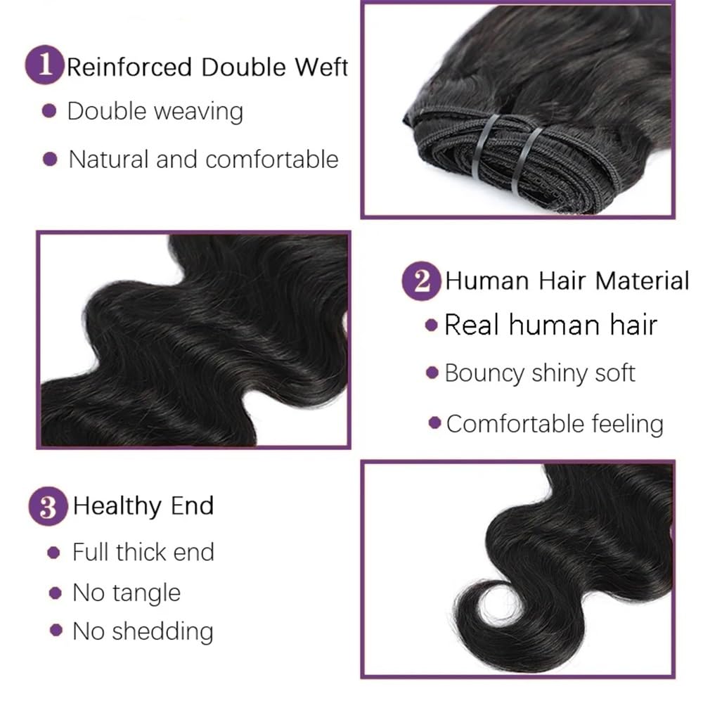 peruka Przedłużki do włosów Clip-In Body Wave 8 szt. z ludzkich Natural Black Do przerzedzających się włosów(20inches,120g-1 pack)