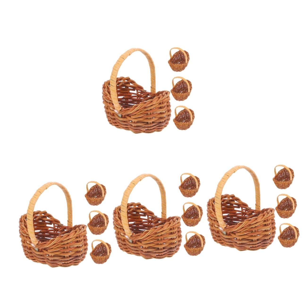 16 Mini Cestini In Rattan Per Bomboniere, Decorazioni O Casa Delle Bambole - Foto 2