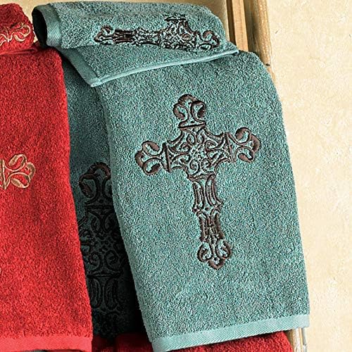 BLACK FOREST DECOR Cross Turquoise Towel Set (3 pcs)