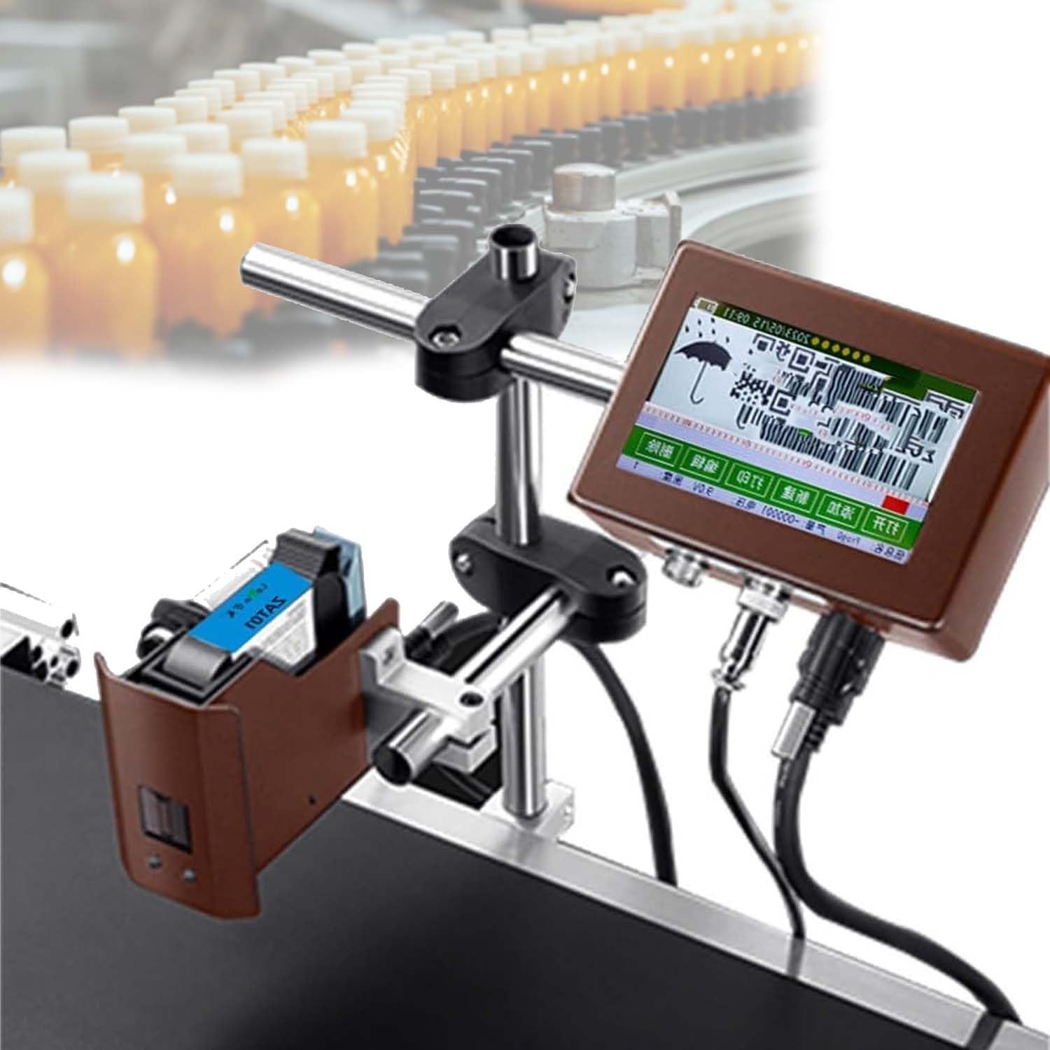 Codificadora De Inyección De Tinta Automática, Impresora De Inyección De Tinta Inteligente, Codificadora De Fechas para Códigos QR De Texto, Códigos De Barras, Números De Lote.(12.7mm)