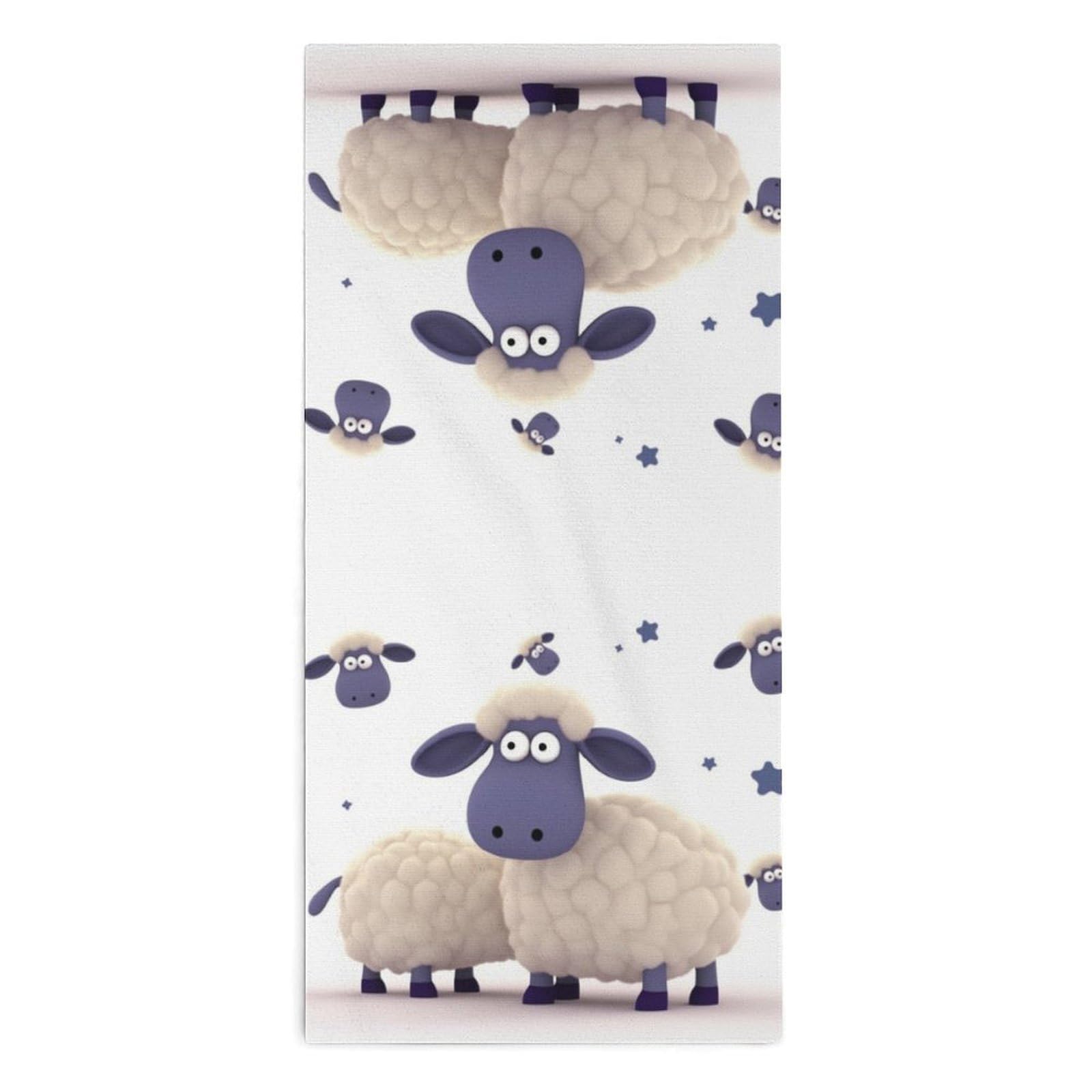 YTLKGFP 28.7" X 13.8" Hand Towels for Bathroom Sheep Printed Face Towels Superfine Fiber Towel for Shower Pool Spa Gym Hand Towel for Daily Use