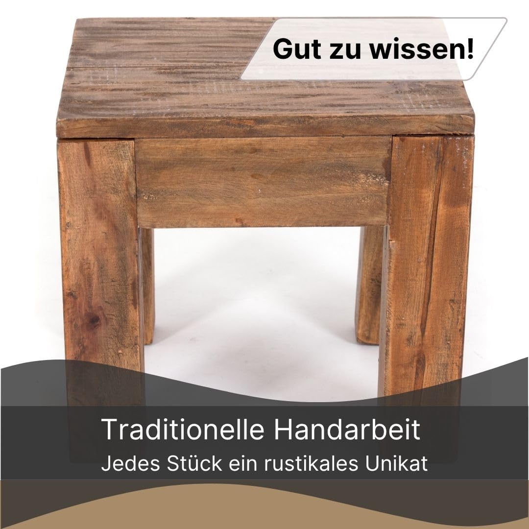 DESIGN DELIGHTS RUSTIKALER COUCHTISCH Square 30 | Recyclingholz, massiv, 30x30x30cm (HxBxT) | Beistelltisch