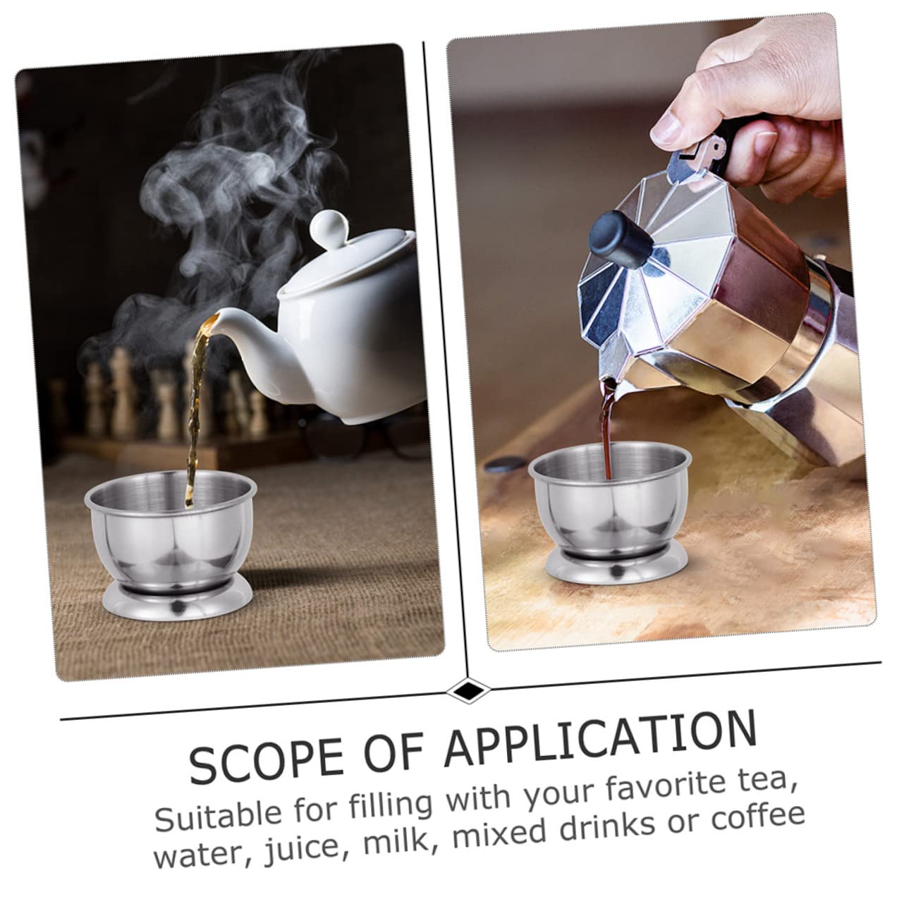 GLEAVI 5 Sätze Kleine Teetasse Faltbar Tassen Reisen Haushaltstea Edelstahl -teebecher Trinkbecher Aus Metall Rostfreie Teetasse Becher Aus Edelstahl Rostfreier Stahl Silber 2 Stücke * 5