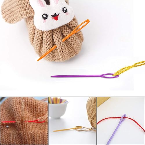 Miniatura 4 de WONVOC Loom - Juego de ganchos de punto, kit de gancho de aguja de ganchillo, 8 ganchos de telar de tejer verdes con 12 agujas de coser de plástico