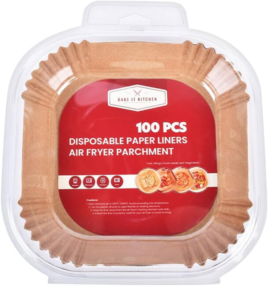 Disposable Air Fryer Paper Liners – 100 Pack, Non Stick (6,5 inch) Square for Microwave, Free of Bleach, Family Gatherings, Parchment Paper, Oil Proof for Oven Use (100, 6.5″ Square) Disposable Air Fryer Paper Liners – 100 Pack, Non Stick (6,5 inch) Square for Microwave, Free of Bleach, Family Gatherings, Parchment Paper, Oil Proof for Oven Use (100, 6.5″ Square)