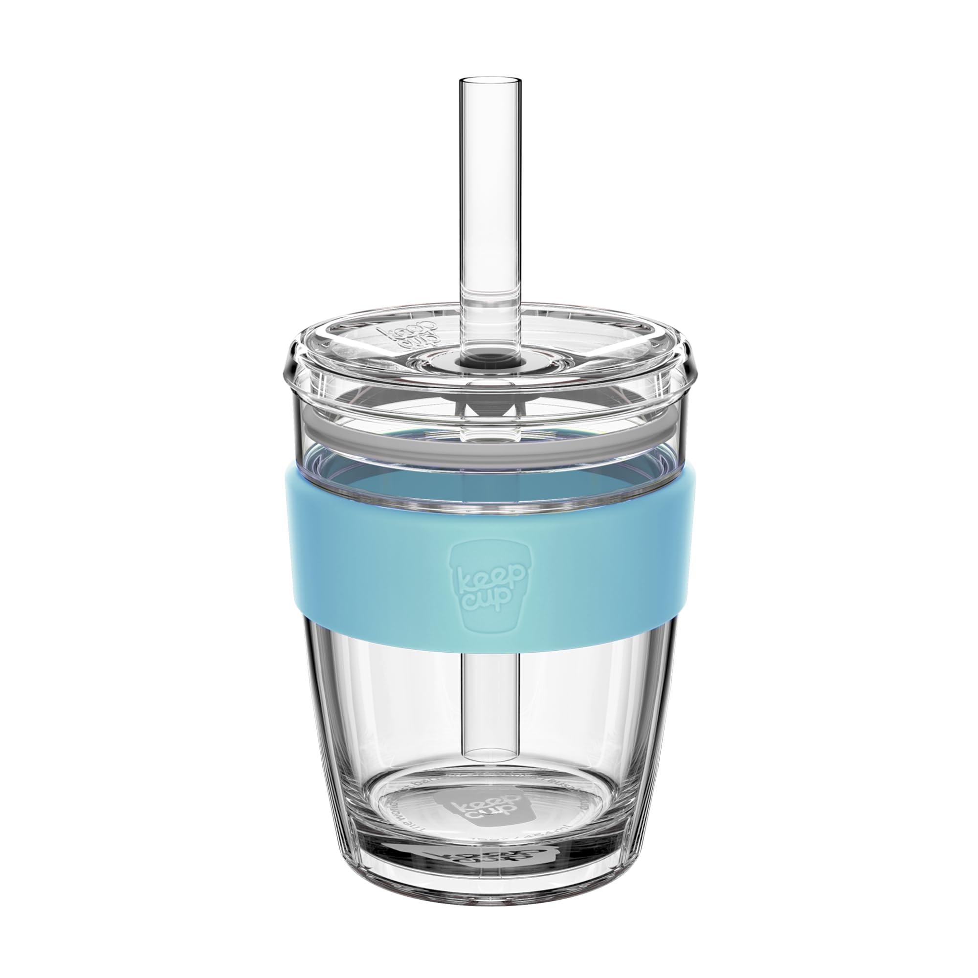 KeepCup Cold Cup - Longplay Double wall Glass Ice Coffee Tumbler with Lid and Straw - 12oz (340ml) - Cloud