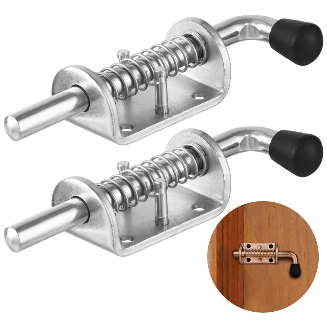 Heavy-Duty Stainless Steel Spring Loaded Latch Pin Set (2 Pack) for Doors, Trailers, Garages, Tailgates, Barns, and More