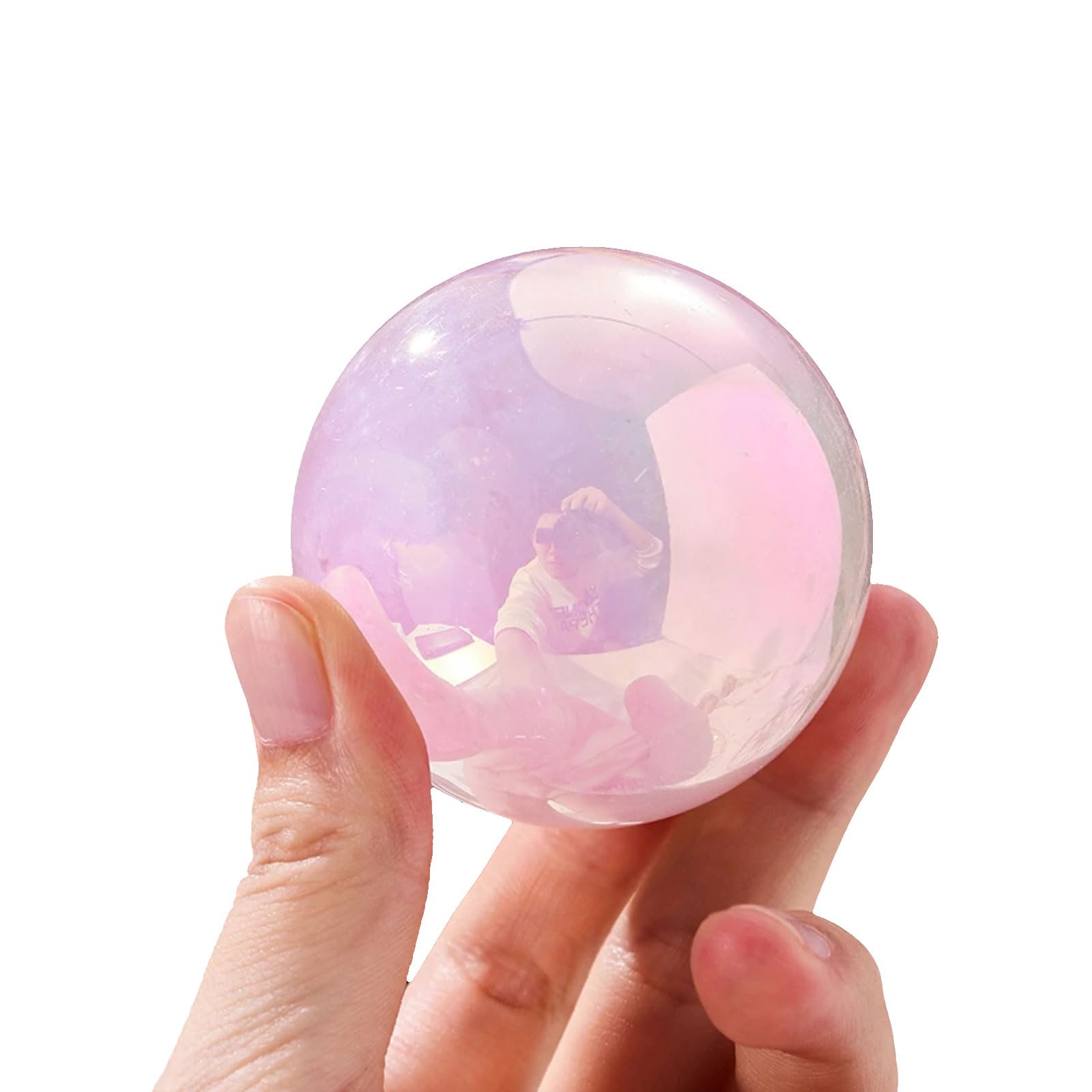 DFrywdgSEY crystal ball, Angel Aura Rose Quartz Crystal Ball Sphere Natural Healing Crystals Stone Figurine Reiki(Diameter 45mm)